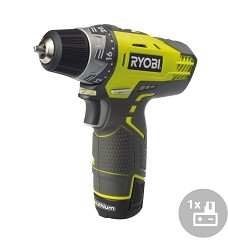 Aku 2 rýchlostná vŕtačka / skrutkovač RYOBI R 12DD-L13 S, 12V